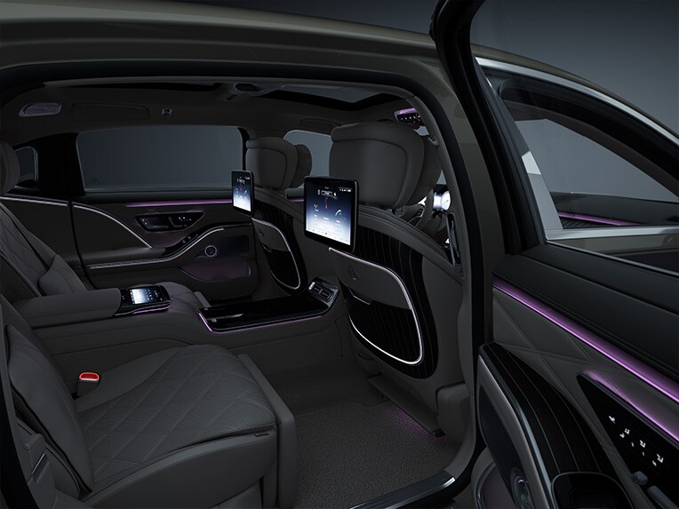 Interieur van de Mercedes-Maybach S-Klasse met MANUFACTUUR-high-end interieurpakket.