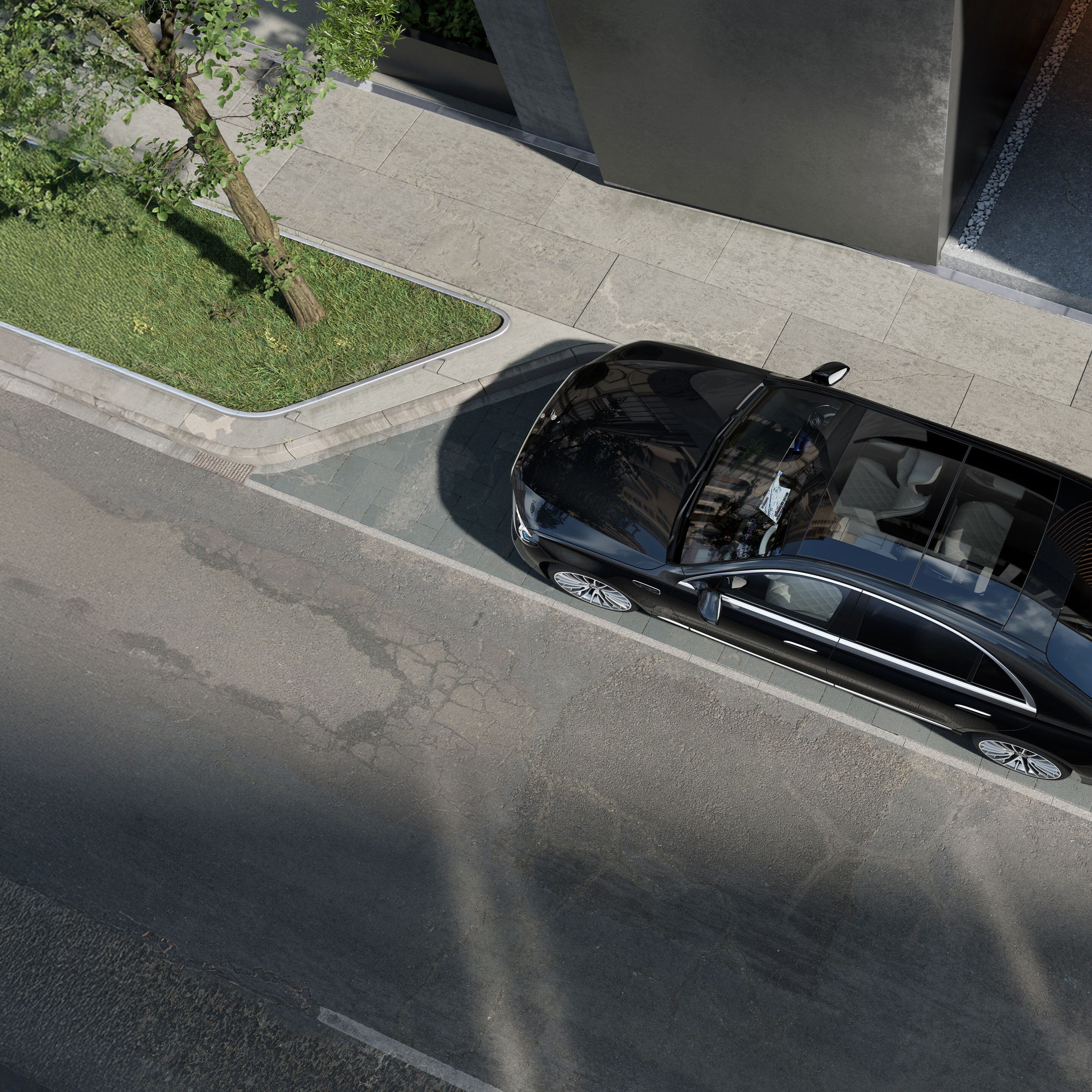 Het exterieur van de nieuwe Mercedes-Benz S-Klasse Limousine verlengde versie.