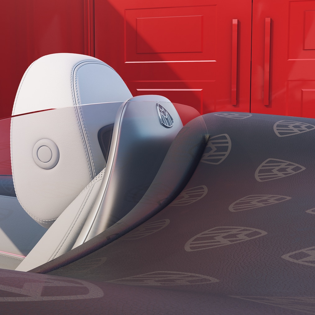 Achteraanzicht van de hoofdsteun met exclusieve rugleuning en MAYBACH-insigne.