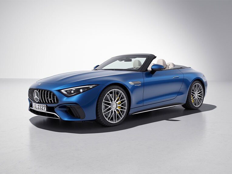 Het exterieur van de Mercedes-AMG SL Roadster met AMG-chroompakket exterieur.