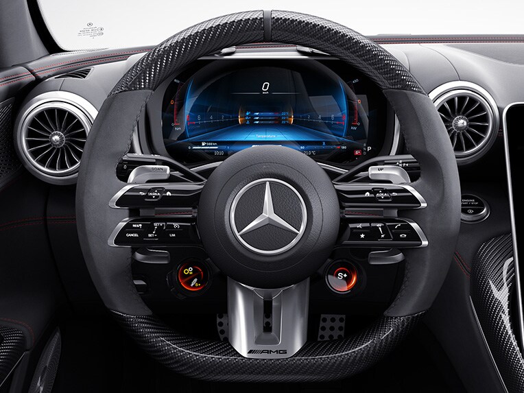 Het AMG Performance-stuurwiel in de Mercedes-AMG SL Roadster.