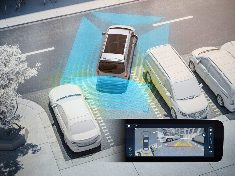 Het parkeerpakket met 360°-camera en actieve parkeerassistent maakt het voor jou gemakkelijker om een parkeerplek te vinden, maar ook om in en uit te parkeren.