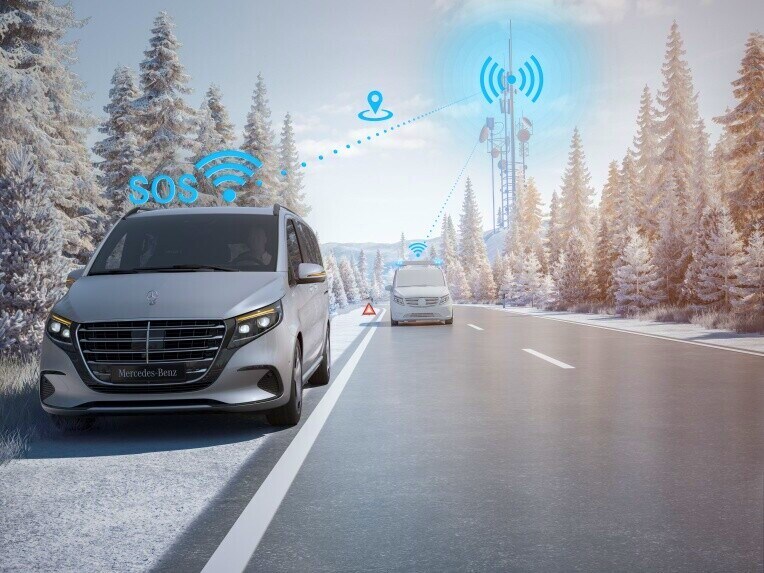 Het Mercedes-Benz noodoproepsysteem kan in noodgevallen een doorslaggevend tijdsvoordeel opleveren.