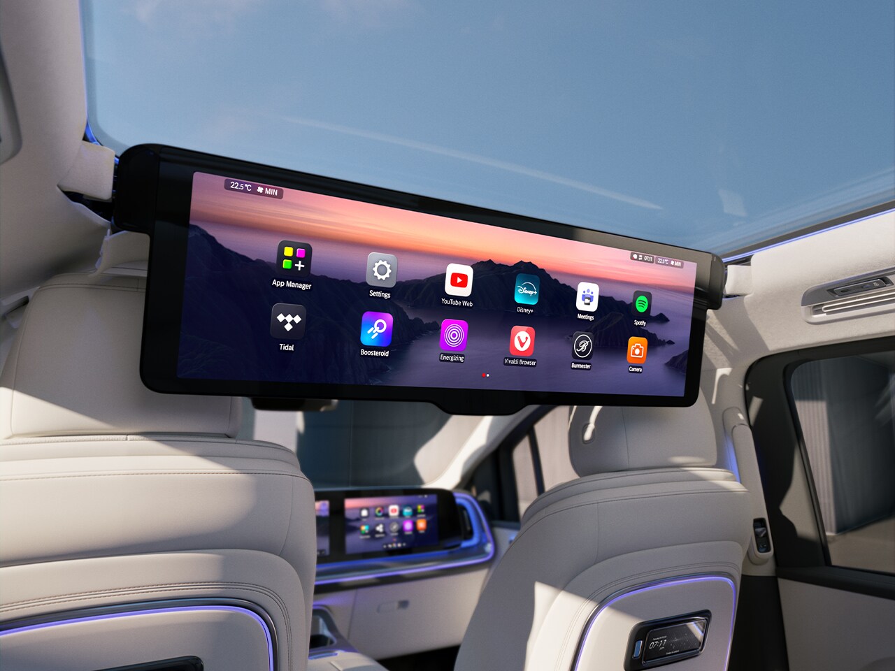 De MBUX Rear Space Experience met een uitschuifbaar 78,8 cm (31,3") groot scherm met hoge resolutie.