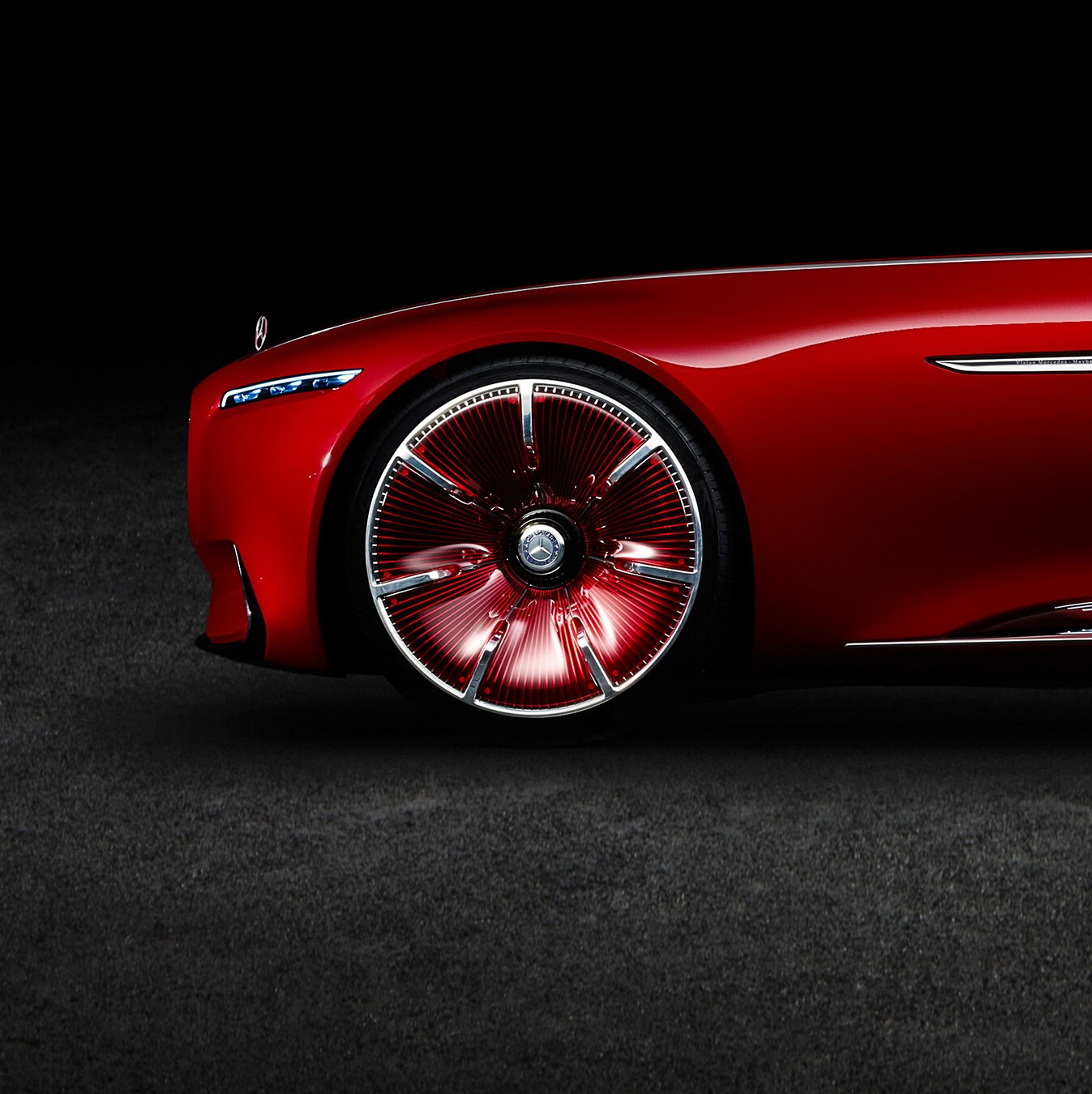 Zijaanzicht van de Vision Mercedes-Maybach 6