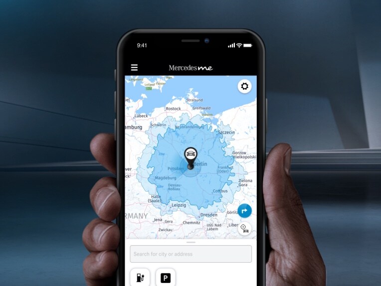 Parkeren voor App als een van de diverse Digitale extra's van Mercedes-Benz.