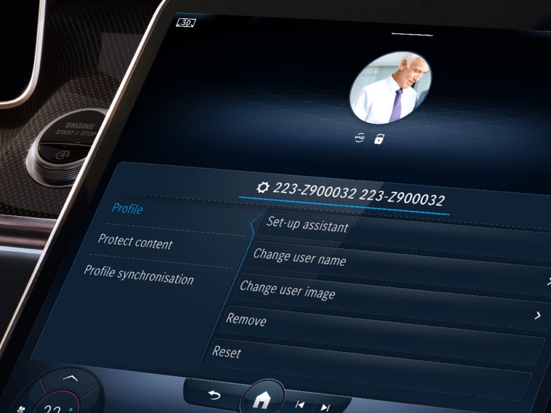 Het display van het MBUX multimediasysteem toont het digitale extra 'Personalisatie'.