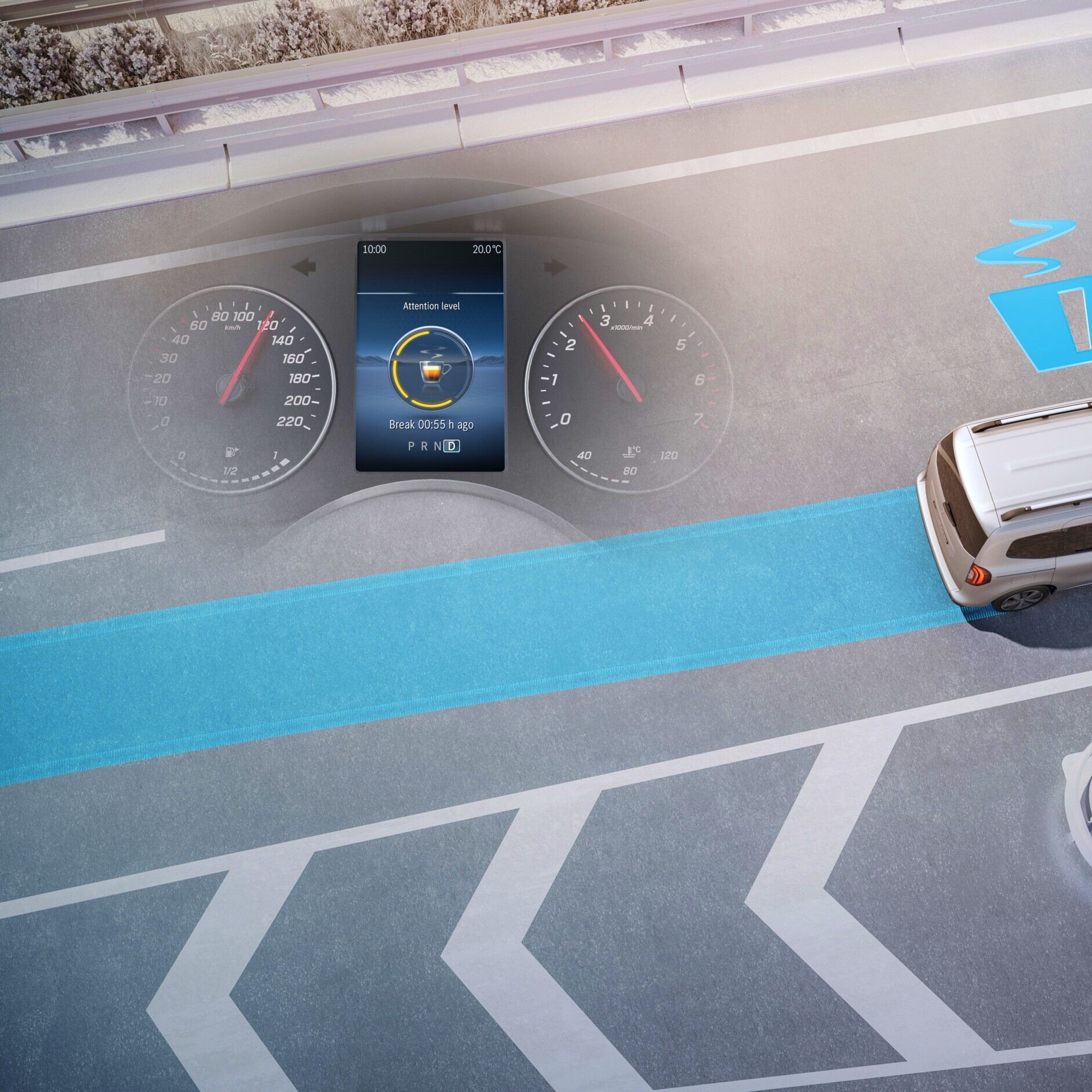 ATTENTION ASSIST | eCitan Gesloten Bestelwagen | Mercedes-Benz ATTENTION ASSIST in de Mercedes-Benz eCitan Gesloten Bestelwagen.