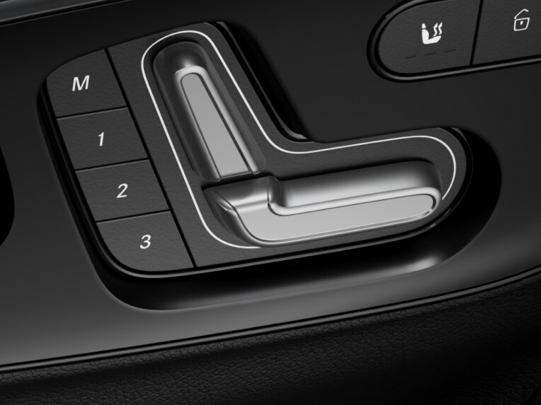 De bedieningselementen voor de elektrisch verstelbare bestuurders- en bijrijdersstoel in de Mercedes-Benz eSprinter Gesloten Bestelwagen.