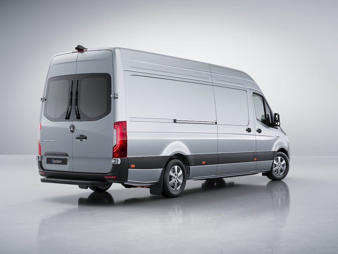 Exterieur van de Mercedes-Benz eSprinter Gesloten Bestelwagen.