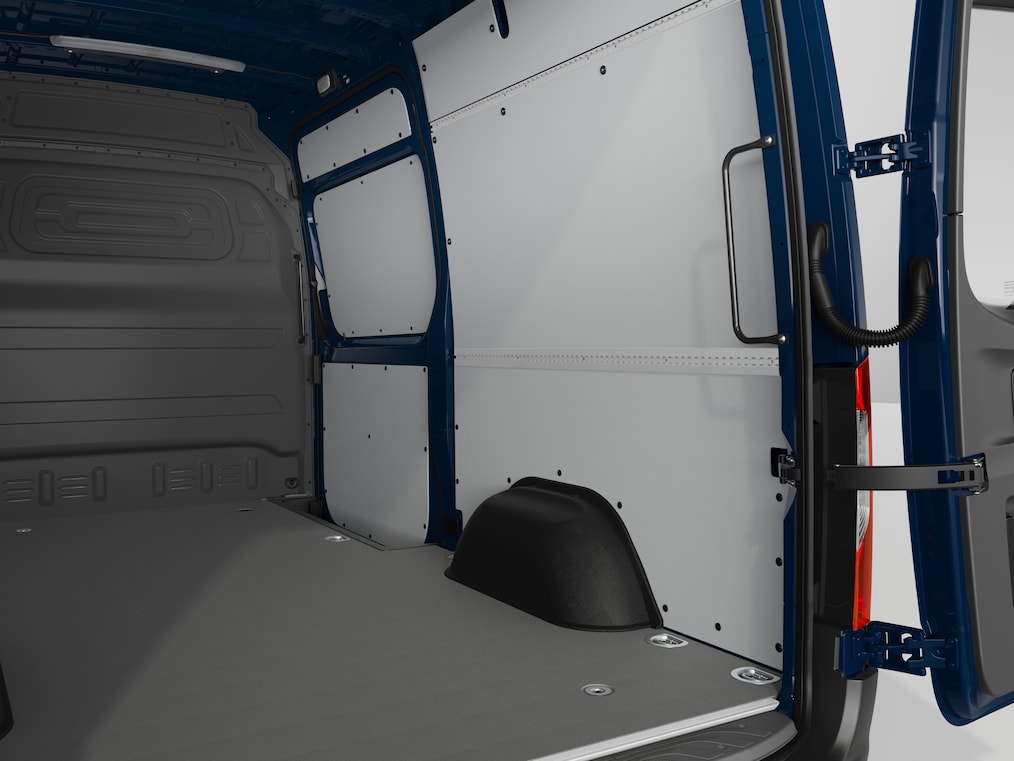 De laadruimte van de Mercedes-Benz eSprinter Gesloten Bestelwagen.