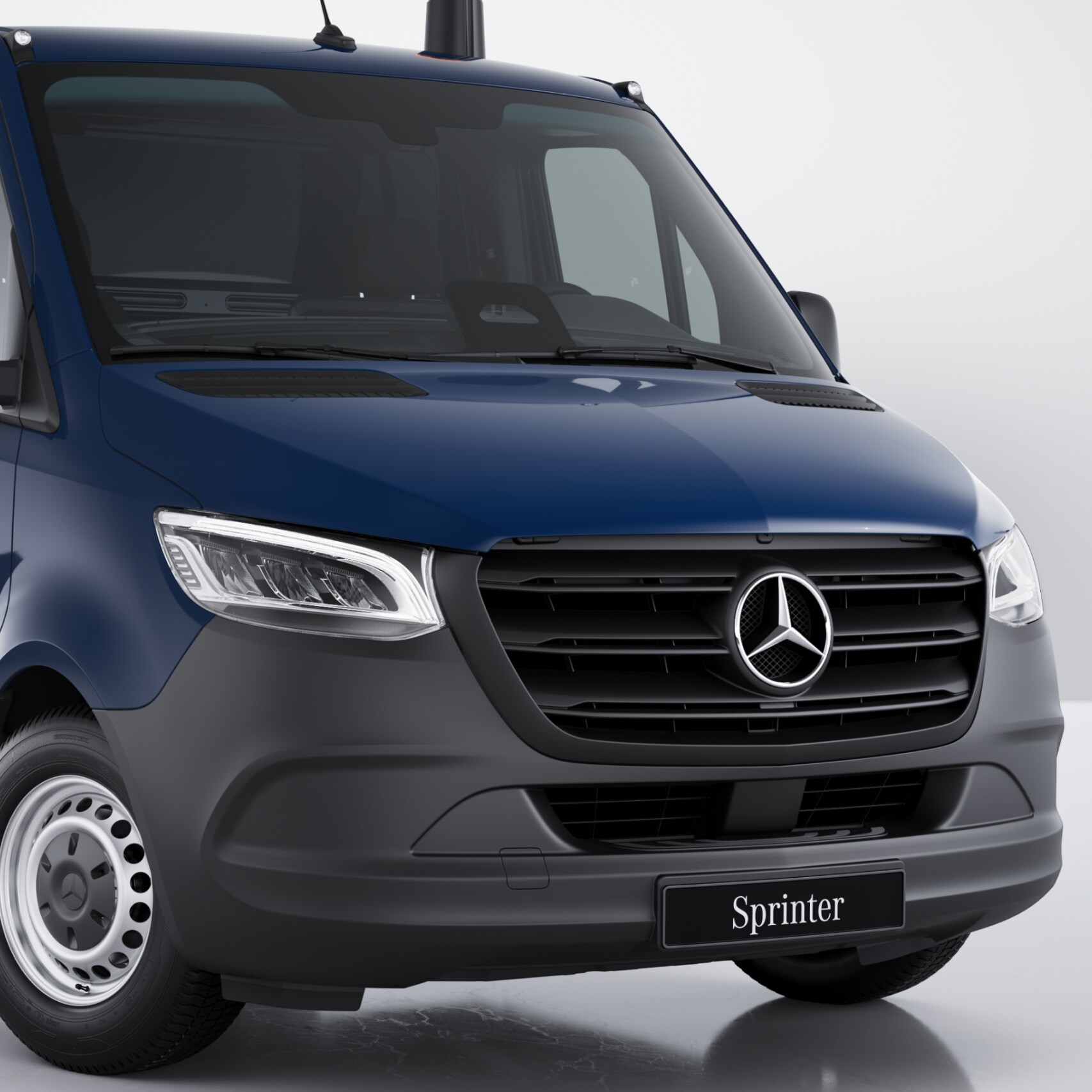 Het exterieur van de Mercedes-Benz Sprinter Chassiscabine.