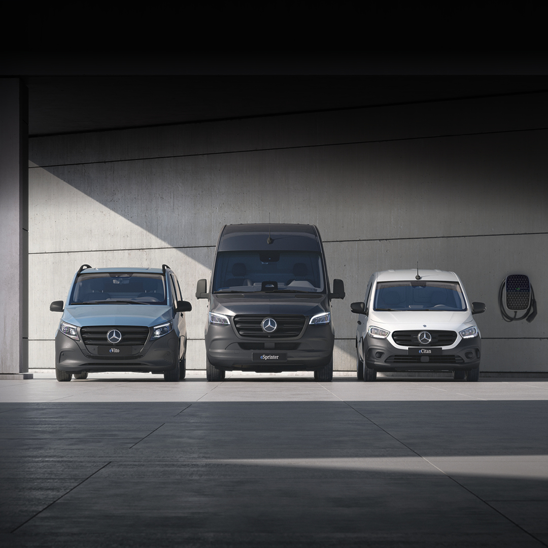Elektrisch rijden met 4,49% rente. Het assortiment elektrische voertuigen van Mercedes-Benz Bedrijfswagens.