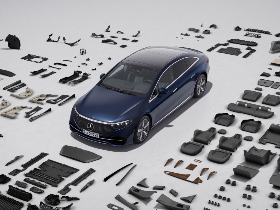 In totaal 287 onderdelen gemaakt van grondstofbesparende materialen voor de EQS