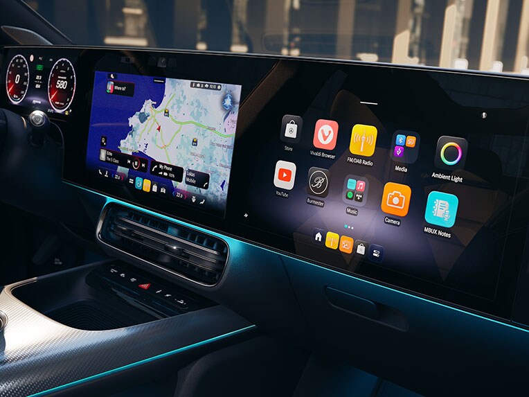 De MBUX met de intuïtieve gebruikersinterface van de CLA van Mercedes-Benz.