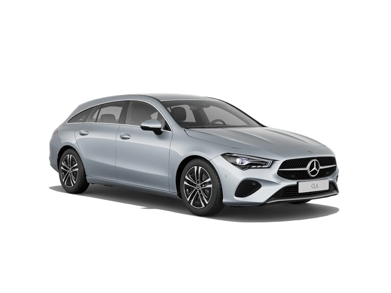 De afbeelding toont de prijslijst en brochure van de Mercedes-Benz CLA Shooting Brake.