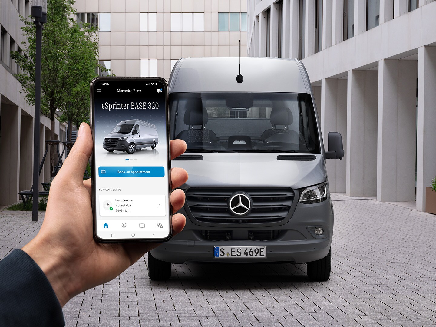 afbeelding applicatie mercedes in een Van voor Service A of Service B